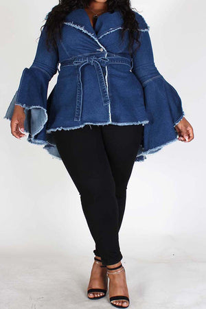 Plus Flair It Out Denim Peplum Jacket