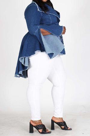 Plus Flair It Out Denim Peplum Jacket